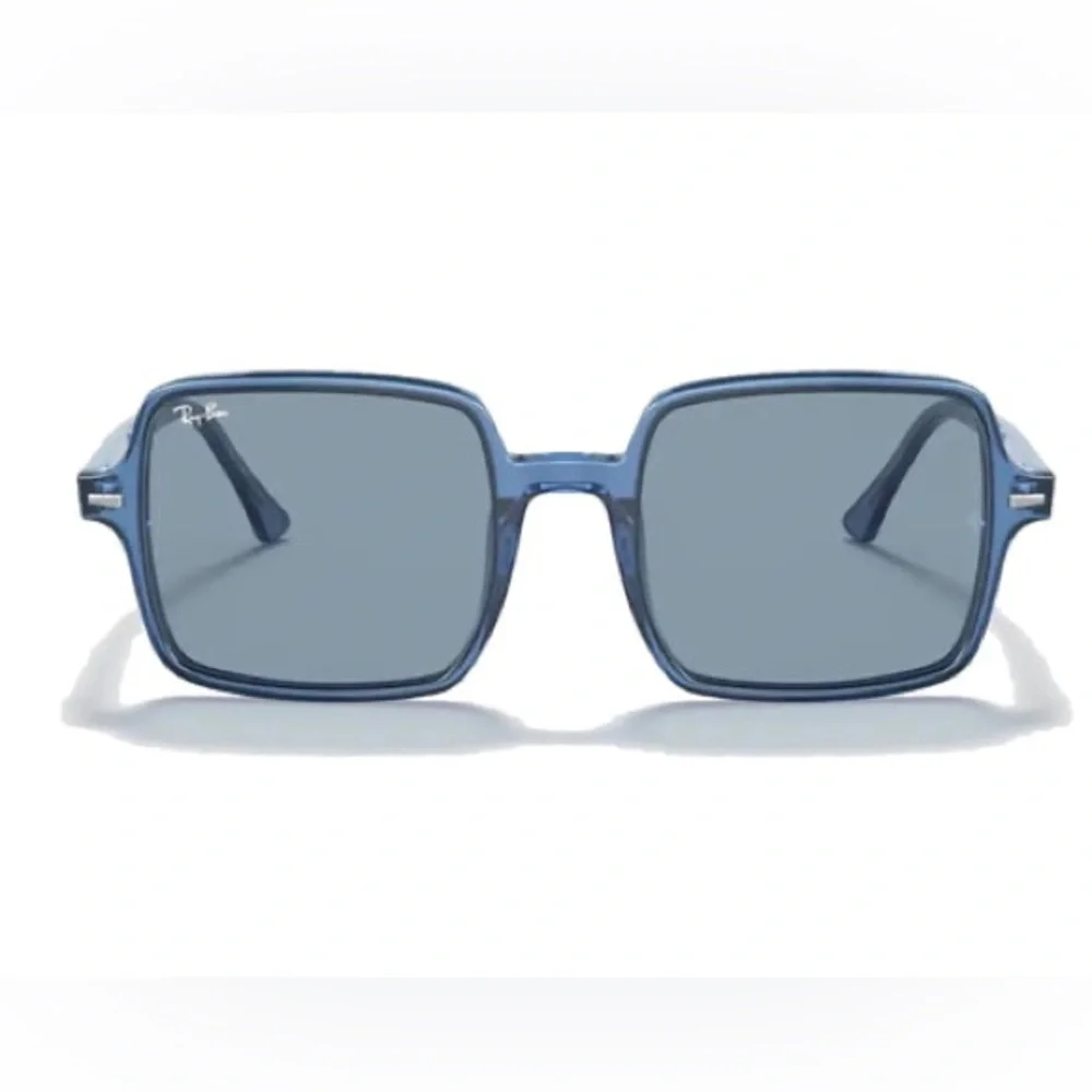 RAY-BAN WOMENS SQUARE II RB  1973 6587 SUNGLASSES TRUE BLUE TRANSPARENT NWOT